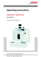 Operating manual Mortar Grinder PULVERISETTE 2