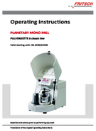 Operating manual Planetary Mono Mill PULVERISETTE 6 classic line