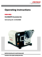Operating manual Disk Mill PULVERISETTE 13 premium line