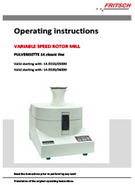 Operating manual Variable Speed Rotor Mill PULVERISETTE 14 classic line