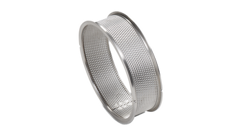 Sieve ring 0.08 mm trapezoidal perforation, made of stainless steel 316L Sieve ring 0.08 mm trapezoidal perforation, made of stainless steel 316L