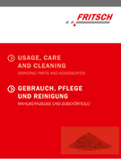 Usage, care and cleaning instructions for grinding parts and accessories