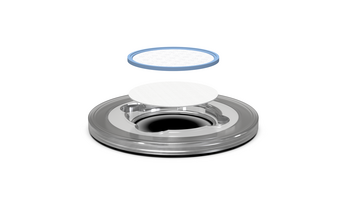 Special lid made of plastic PC for cryogenic comminution with single-use sieve insert for grinding vessel made of stainless steel 316L